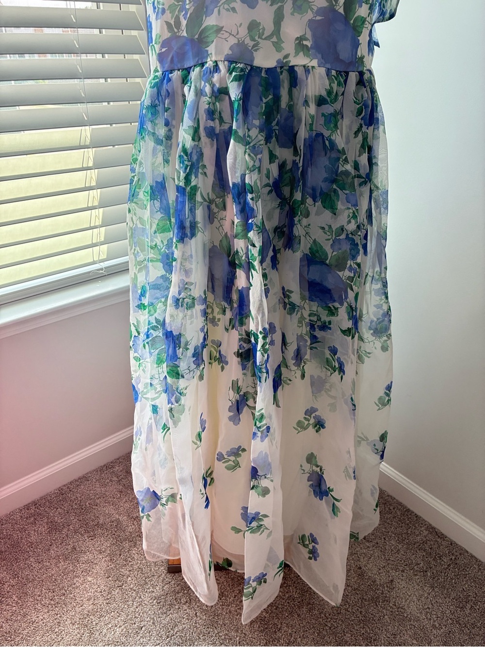 NWT BHLDN Anthropologie Kendall High Neck Scarf Floral Organza Maxi Dress - Picture 6 of 17